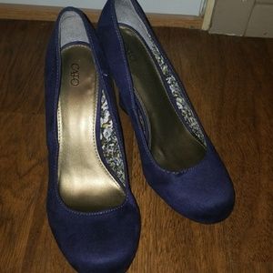 Navy wedge shoes